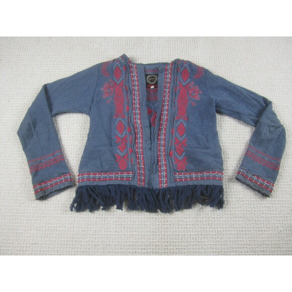 Johnny Was Cardigan Womens Small Blue Riya Open Front Embroidered Casual - Picture 1 of 10